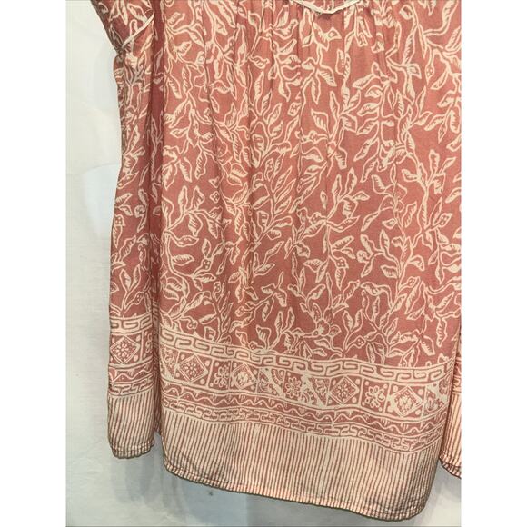 Maeve Anthropologie Large Floral Sleeveless Top Blouse Pink Yoke & Cutout Back - Picture 5 of 9